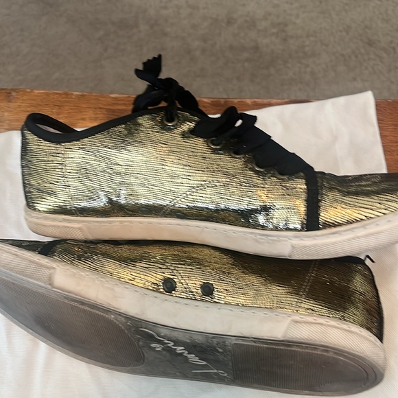 Lanvin Gold Sneakers with Silk Laces – Gently Used - Picture 7 of 10